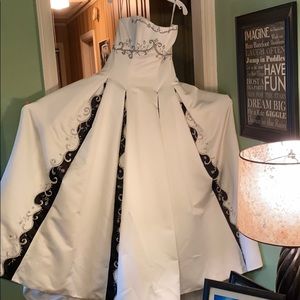 White wedding dress with black panels